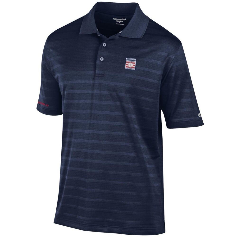 Champion Baseball Hall of Fame Cooperstown NY Logo Navy Polo Mens Size XL NEW